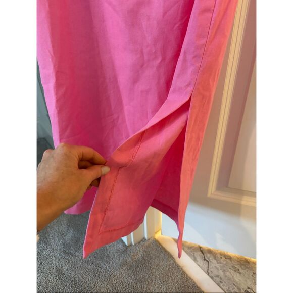NWOT Pomander Place Flamingo Pink Florencia linen One Shoulder Dress, Small $168 - Picture 6 of 8